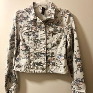 Almost Famous Floral Denim Jacket (Juniors)